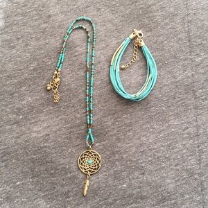 Bracelet and feather necklace